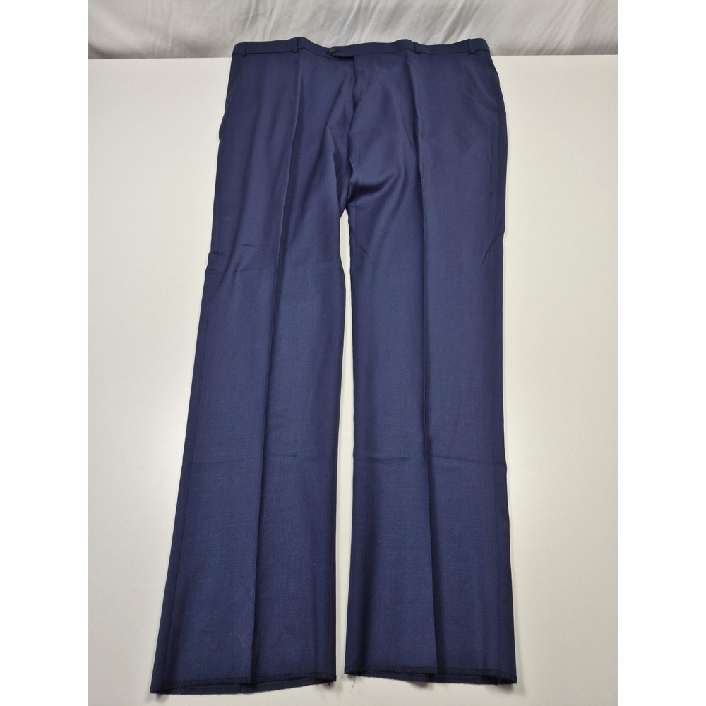 Ballin Comfort-EZE Dress Pants Mens 46x37 Blue Wool Flat Front Straight NWT